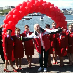 Virgin's Richard Branson standing in front of one of our balloon arches