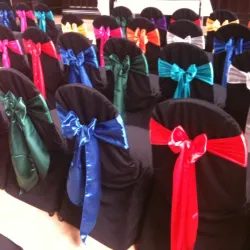 Black chair covers and coloured sashes